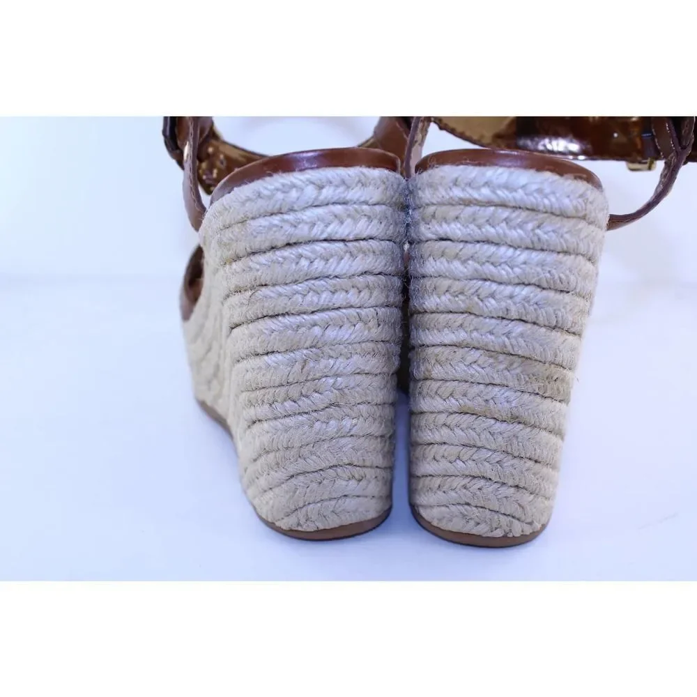 Michael Kors Violet Brown Leather Wedges Heels 9.5
